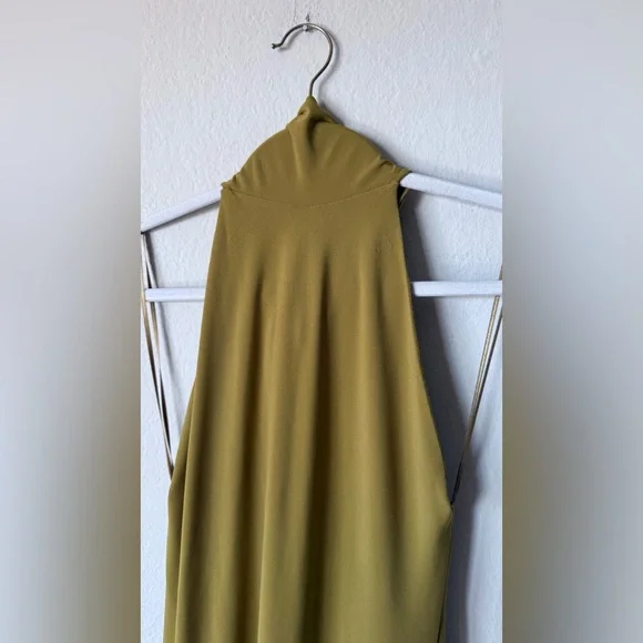 Zara Halter Maxi Green Dress Long Open Back Size S - Picture 9 of 12